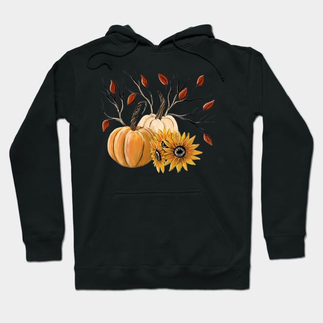 Pumpkins & Sunflowers Graphic Hoodie by SistersInArtN